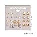 Auch 12 Pairs Dainty Crystal Pearl Stud Earrings in One Set,Silver