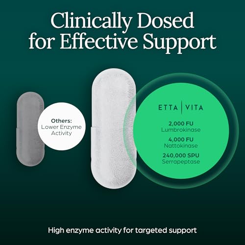 Potent Nattokinase 4000 FU Serrapeptase 240000 SPU Lumbrokinase 2000 FU Supplement - Proteolytic Enzymes Capsules for Energy Support, Digestion, Detox, Cognition & Gut Health for Men & Women