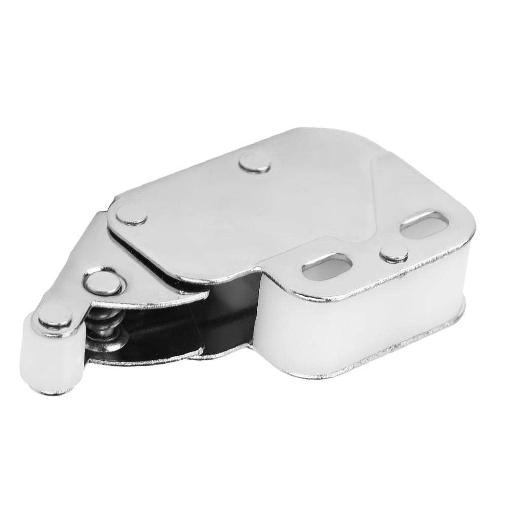 Hilitand Pack of 10 Mini Tip Push Latch Rebound Cabinet Door Latch, Steel & Plastic, Silver