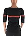 Akmipoem Women's Casual Ribbed Ribbon Stripe Patchwork Half Sleeve T-Shirt Tops Black XXL