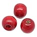 Housweety 200PCs Red Dyed Round Wood Beads 12mmx11mm