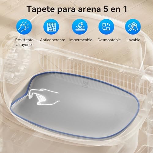 Arenero Gatos Autolimpiable con Diseño Abierto y Gran Capacidad, Arenero Gato con App, Limpieza Rápida y Fácil de Palear, Ideal para Hogares con Varios Gatos