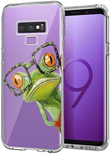 Case for Samsung Galaxy Note 9 ，Tree Frog with Glasses Crystal Clear Soft Case with Pattern Printed Transparent Protective Back Cover Case Protective TPU Thin Cover Transparent Slim Anti Slip Case