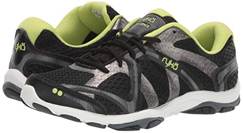 Ryka Women's Influence Cross Trainer, Black/Sharp Green/Forge Grey/Metallic, 8.5 W US