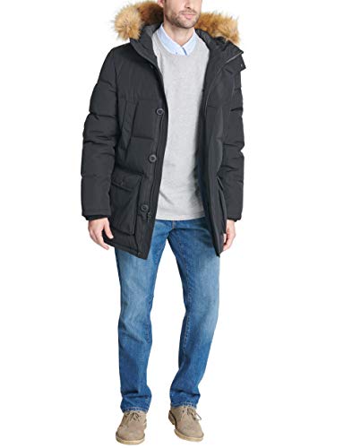 tommy hilfiger men's ultra loft insulated arctic cloth snorkel coat with removable faux fur hood