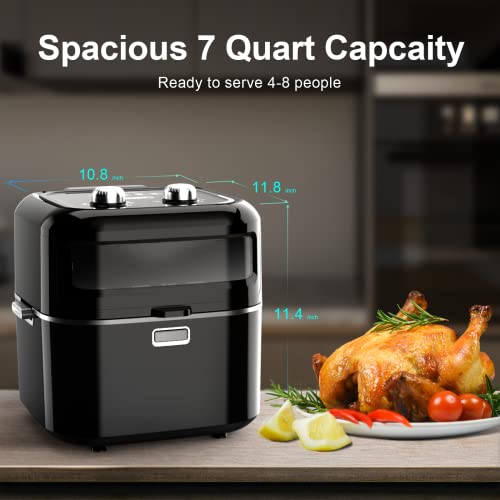 WETIE Air Fryer, 7 QT Airfryer Oilless Cooker, 1400W Hot Air Fryers with Visible Window, Non