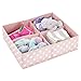 mDesign Soft Fabric Dresser Drawer and Closet Storage Organizer, 4 Section Divided Bin for Child/Kids Room, Nursery, Playroom, Bedroom - Fun Polka Dot Print, 2 Pack - Pink/White