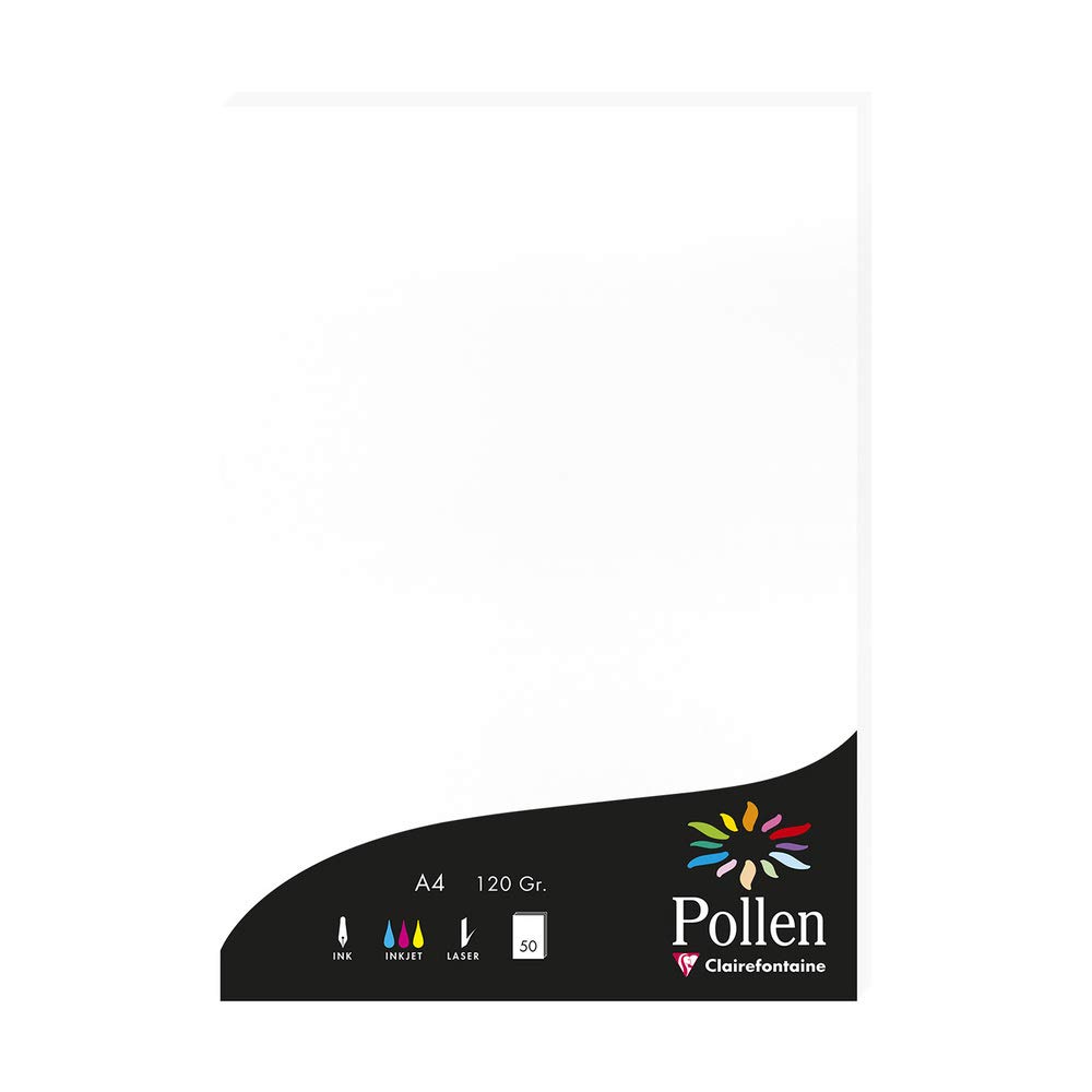 Clairefontaine 4239C Case of 50 Sheets Format A4 (21x29,7cm) 120gsm colour White Invitation Paper Events Card Correspondence Pollen Range Premium Smooth