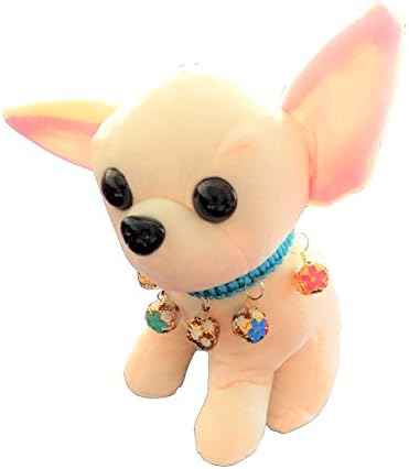 Chia The Chihuhahu Stuffed Animal with real Dog Collar enhanced with gold balls (Blue)