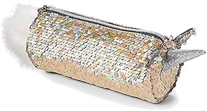 Justice Pencil Pouch Case Holder Flip Sequin Gold Unicorn