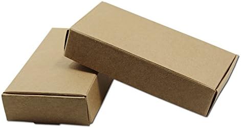 Various Sizes 50Pcs Kraft Paper Folding Box Brown Color Small Gift DIY Crafts Handmade Gift Soap Packaging Case Cardboard Foldable Carton (13.7x7x1.1cm)