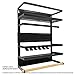 Magnetic Fridge Spice Rack Organizer (Large with 6 Utility Hooks) - 4 Tier Mounted Storage, Paper Towel Roll Holder, Multi Use Kitchen Shelf, Pantry Wall, Laundry Room, Dorm, Garage... [Matte Black]