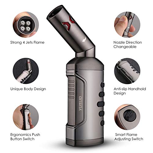 Yusud Fire Jet Torch Lighter Butane Fuel Refillable, Windproof Lighter