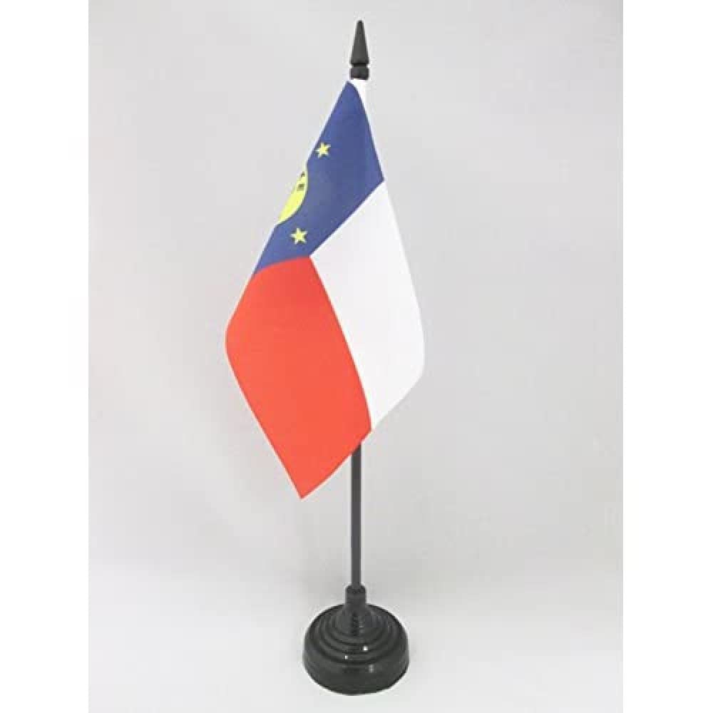AZ FLAG - Wake Island Table Flag 4'' x 6'' - Wake Islander Office Mini Banner 100% Polyester 15 x 10 cm - Mini Desk Flag with 10'' Pole and Black Plastic Base — image 1