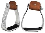 Western Show Horse Saddle Barrel Angled Sloped Bell Aluminum Stirrups 5140