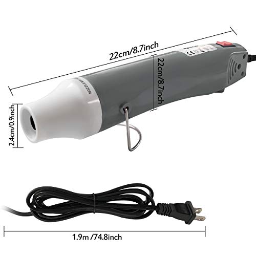 Mlife Mini Heat Gun - 300 Watt - Dual-Temperature Heat Tool with 6.5FT Power Cord for DIY Acrylic Resin Cups Tumblers Embossing Shrink Wrapping Paint Drying Crafts Electronics DIY (Light Gray)