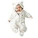 Lanpan Newborn Baby Infant Boy Girl Bear Hoodie Jumpsuit Romper (3M, White)