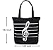 Sound Harbor MG-345 Music Symbols Print Canvas Tote Handbag Shoulder Shopping Bags(Black -High notes)