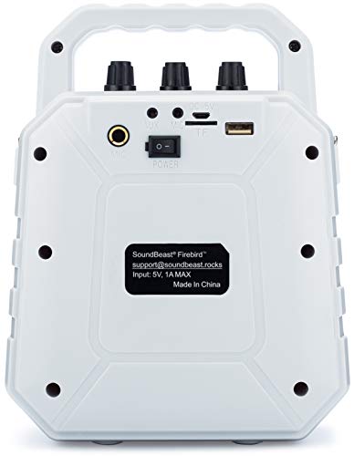 SoundBeast Firebird Karaoke Machine & Portable PA Speaker System For Kids & Adults - With Lights, Microphone, Bluetooth (White)
