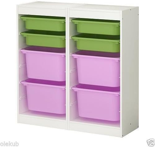 IKEA TROFAST Storage Combination, White, Pink, Green