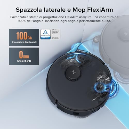 Qrevo Edge S5A Robot Aspirapolvere Lavapavimenti, Antigroviglio, Spazzola Laterale e Mocio FlexiArm, 18.500 Pa, 10 mm Sollevamento Automatico dei Moci, Evita Ostacoli, Stazione Tutto in Uno
