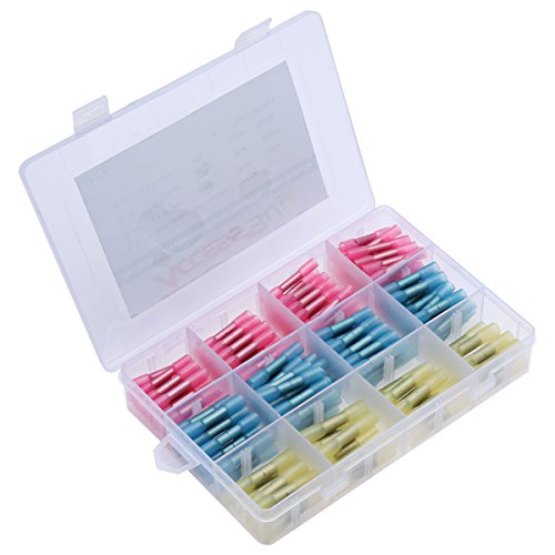 Accessbuy 200pcs Waterproof Heat Shrink Electrical Insulated Wire Crimp Connector Butt Terminals Connectors Automotive 10-22AWG