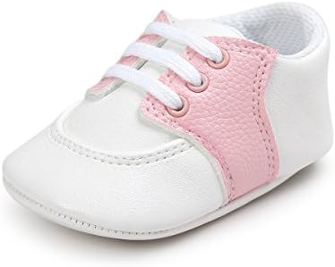 Fire Frog Baby Saddle Shoes for Boys Girl Infant Lace-up Sneakers Pink 6-12 Months
