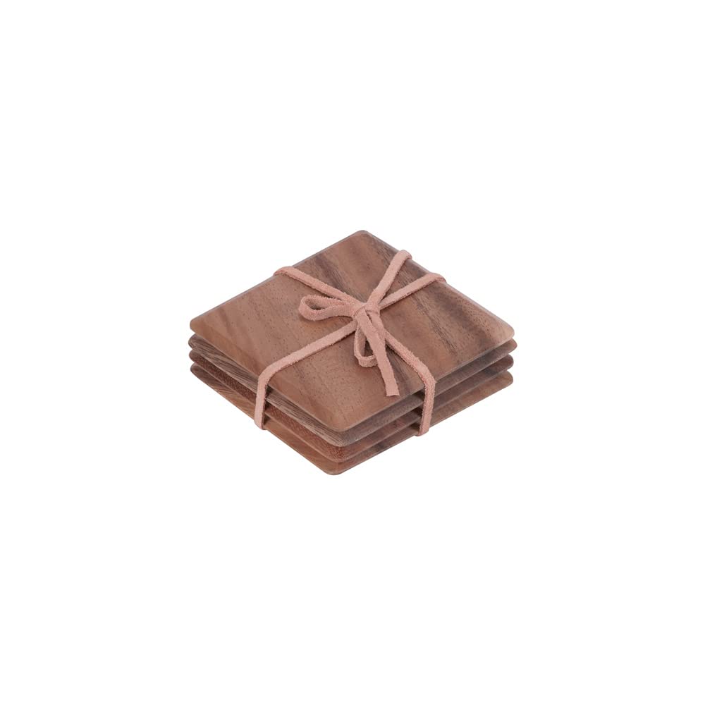 T&G TUSCANY ACACIA SET OF 4 SQUARE COASTERS, 100x100x8mm (10485)