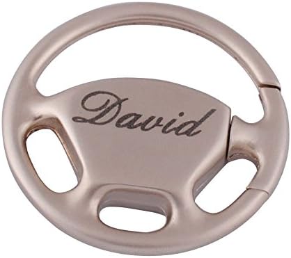 GP Personalized Engraved Silver Steering Wheel Keyring Keychain with Gift Box for Car Fan