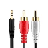 Cmple - 25FT 3.5mm to RCA Audio Stereo Cable, 3.5mm to 2-Male RCA Adapter Audio Cable, Y Splitter Design Stereo Audio RCA Male Cable, AUX Cord for Stereo Receiver Speaker Smartphone Tablet - 25 Feet