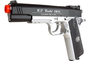 WELCOMEGET 500 FPS NEW WG AIRSOFT FULL METAL M 1911 GAS CO2 HAND GUN PISTOL w/ 6mm BB BBs,Heavy Weight Realistic 1:1 Scale