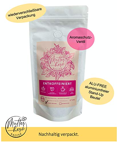 Mutterherz Kaffee - Bio-Röstkaffee - Ganze Bohne - 250 Gramm - schonend geröstet - CO2 entkoffeiniert - direkt gehandelt… – Bild 3
