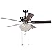 Warehouse of Tiffany CFL-8176CH Taliko Ceiling Fan 52-inch 3-Light Black Metal Housing Crystal Shade Basket, 52