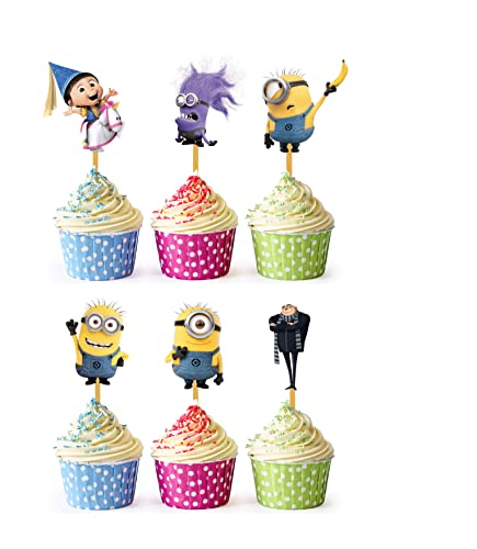Photo 1 of 24x MINI Cupcake Toppers – Strong Picks Happy Birthday Décor, Cupcake Decorations for Kids Birthdays