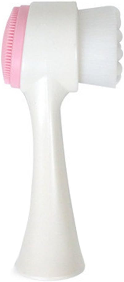 ULTNICE Dual Facial Cleansing Brush Manual Face Clean Fiber Brush for Deep Cleansing (White and Pink)