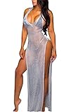 L&ZZ 2017 New Women's Beach Tops Sexy Perspective Cover Dresses Bikini Cover-ups Net Coverups (M, White)
