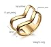 HUANIAN Fashion Gold Plated Stainless Steel Double Chevron V Shape Knuckle Midi Ring for Women