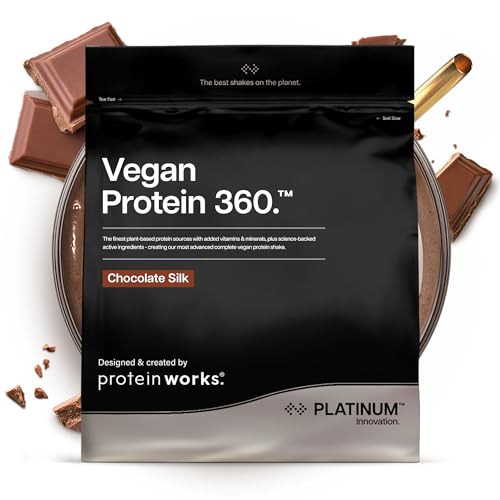 Protein Works | Vegan Protein 360 – PLATINUM Innovation, Poudre Protéine Vegan Premium, Shake Protéiné Végétal, Vitamines & Minéraux Essentiels, Faible Sucre, Chocolat Onctueux, 14 Portions, 500g