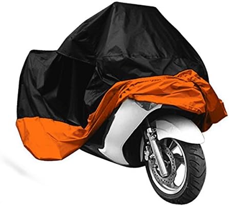 TESWME Waterproof Outdoor Cover Against Rain Dust for Harley Dyna Yamaha Honda Large-Black and Orange(XXXL)