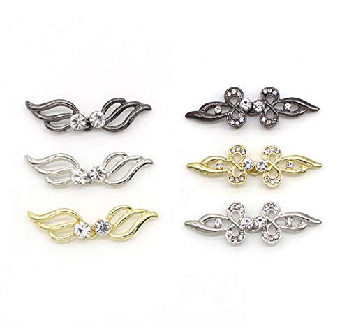 CAREOR 6 Pair Wings Flower Cape Cloak Clasp Fasteners Sew On Hooks Eyes Cardigan Clip for Clothing Coat Jacket Pants, Gold&Silver&Copper
