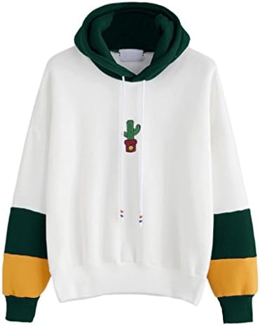 Womens Long Sleeve Hoodie Cute Cactus Print Sweatshirt Fashion Pullover Tops