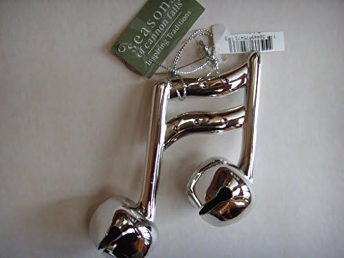 Music Note Bells Silver Plated Metal 4" Ornament with Swarovski Crystals