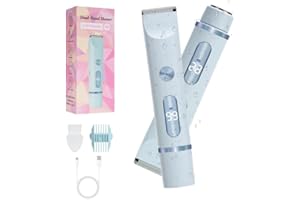 CHECKSIMPLE 2025 Upgraded Dermave Bikini Shaver - 2 in 1 Bikini Trimmer for Women with LCD Display, Dual Head Cordless Electric Shaver, IPX7 Waterproof Wet/Dry Body Hair Trimmer for Face,Blue