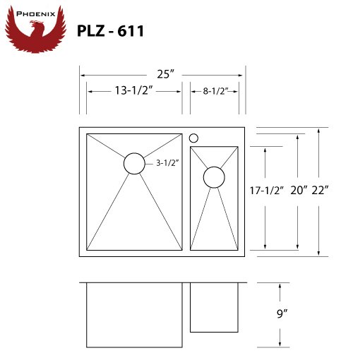 Phoenix 18 Gauge 304 Grade Stainless Steel Double Bowl Overmount Kitchen Sink - Thumbnail 2