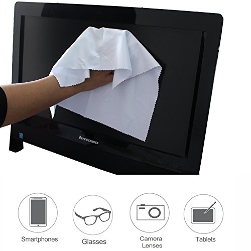 ColorYourLife 2-Pack Microfiber Cleaning Cloths (12"x12") for Smart Phone, Laptop, Computer, Tablets, Lenses, LCD Monitor, TV, Camera, Eye Glasses, Optics Etc (White (2-Pack))