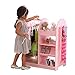 KidKraft Wall Mount Wooden Fashion Pretend Dress-Up Station Children's Furniture with Storage and Mirror - Pink, Gift for Ages 3+