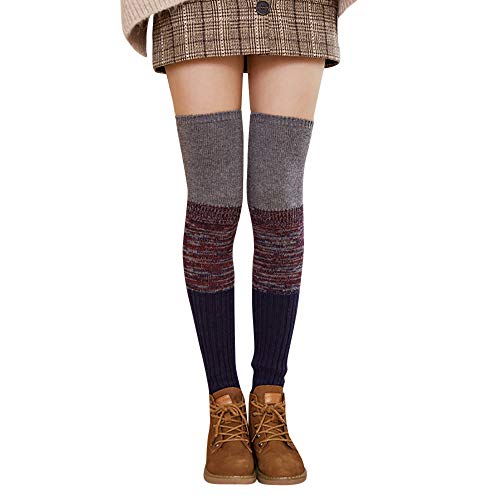 Women Ladies Warm Winter Wool Leg Warmers Hosiery Knitted Crochet Socks Leggings Hanican, B