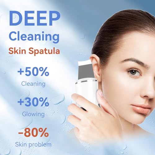 PFUTURE Skin Scrubber Face Spatula, 4 in 1 Blackhead Remover, Deep Cleansing Pore Extractor Skin Care Beauty Device Tool, White