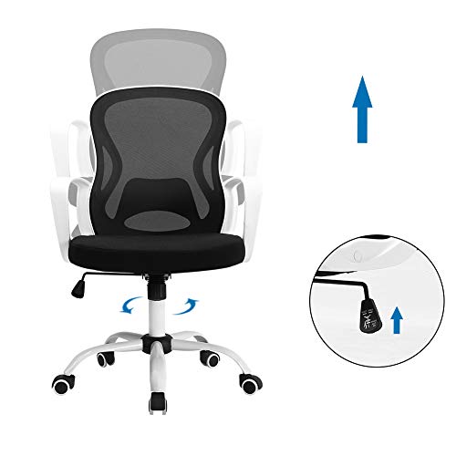 BERLMAN Ergonomic Mid Back Mesh Office Chair Adjustable Height Desk Chair Swivel Chair Computer Chair with Armrest Lumbar Support