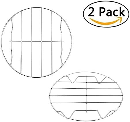 Round Baking and Cooling Rack, 7-Inches Multi-Purpose Stainless Steel w Stand Cookware Fit for Air Fryer Instant Pot Pressure Cooker Canning Set of 2